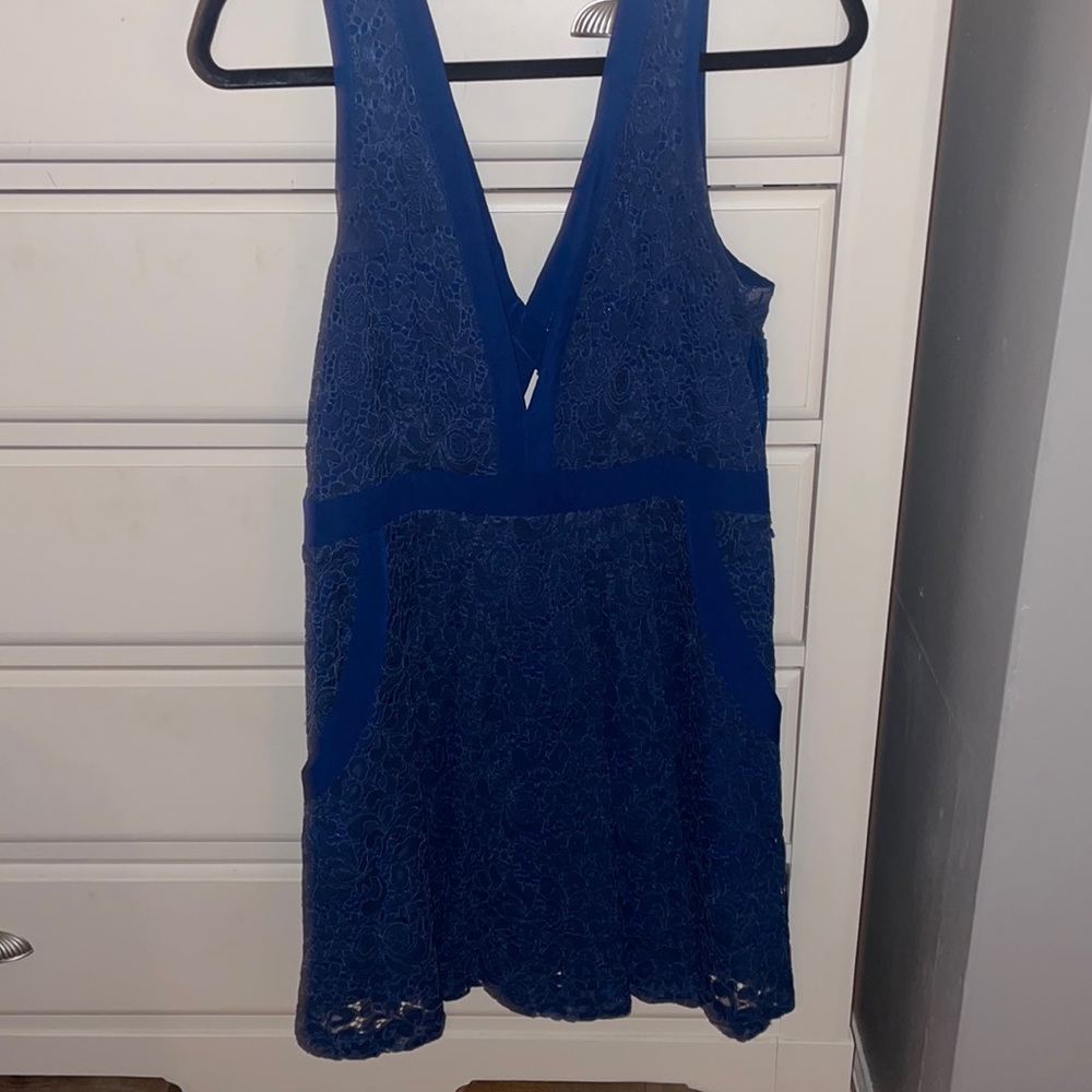 FREE PEOPLE blue lace mini dress